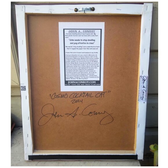 FUN Cosmo Cocktails Cats Giclee Canvas Wrap Original Art Print - Picture 8 of 8